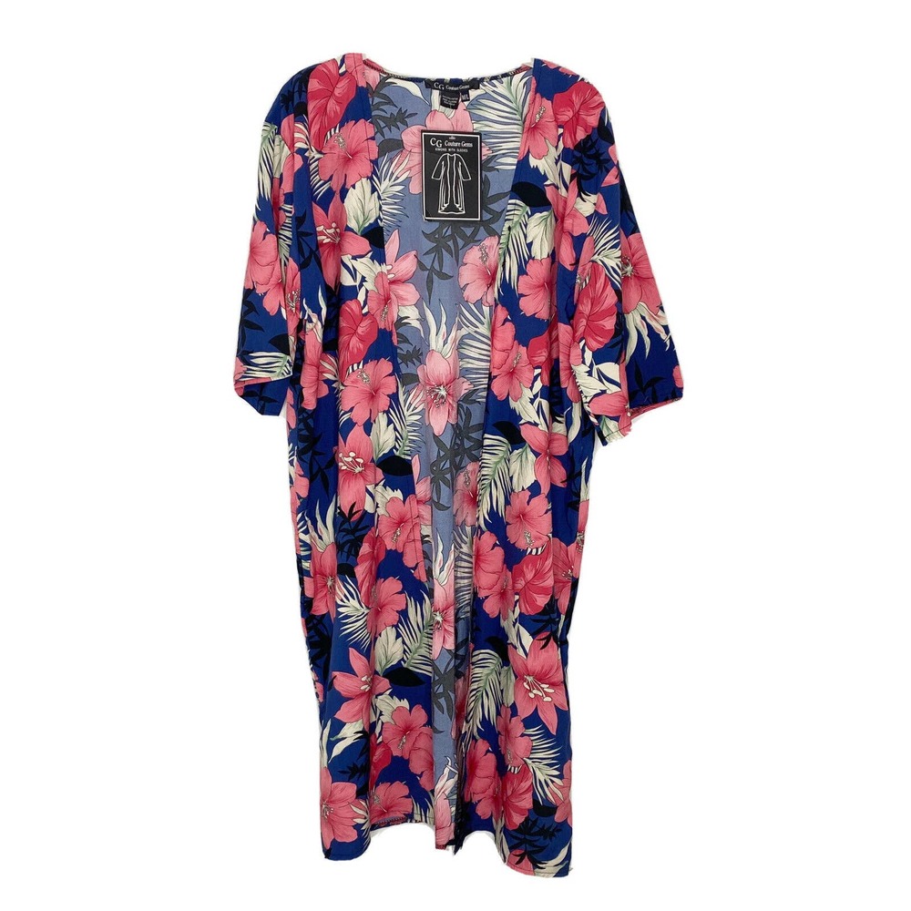 Cg Couture Jems Floral Hawaiian Short Sleeve Open Kimono Size M/L New - Picture 1 of 4